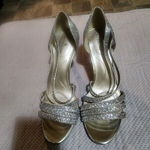 Bailando Glitter Silver Strappy Heels 7 M Brand New Pumps